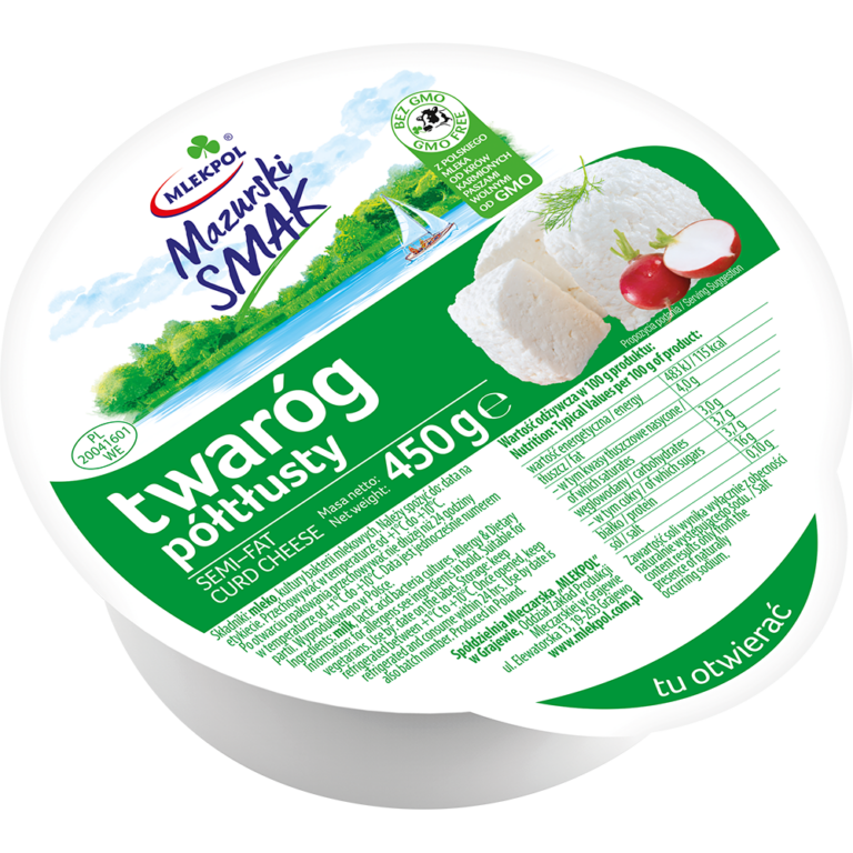MLEKPOL MAZURSKI SMAK SEMI-FAT CURD CHEESE 450G