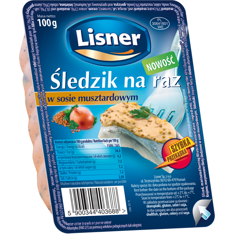 LISNER NA RAZ HERRING FILLETS IN MUSTARD SAUCE 100G