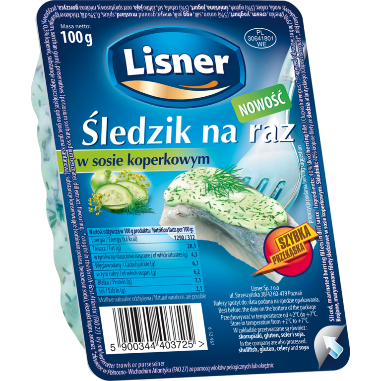 LISNER NA RAZ HERRING FILLETS IN DILL SAUCE 100G