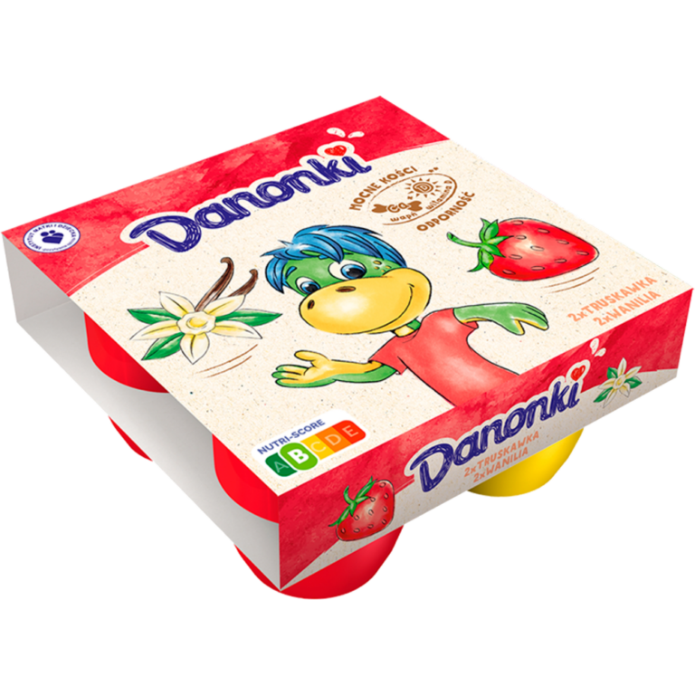 DANONE DANONKI MEGA STRAWBERRY VANILLA COTTAGE CHEESE 4*90G