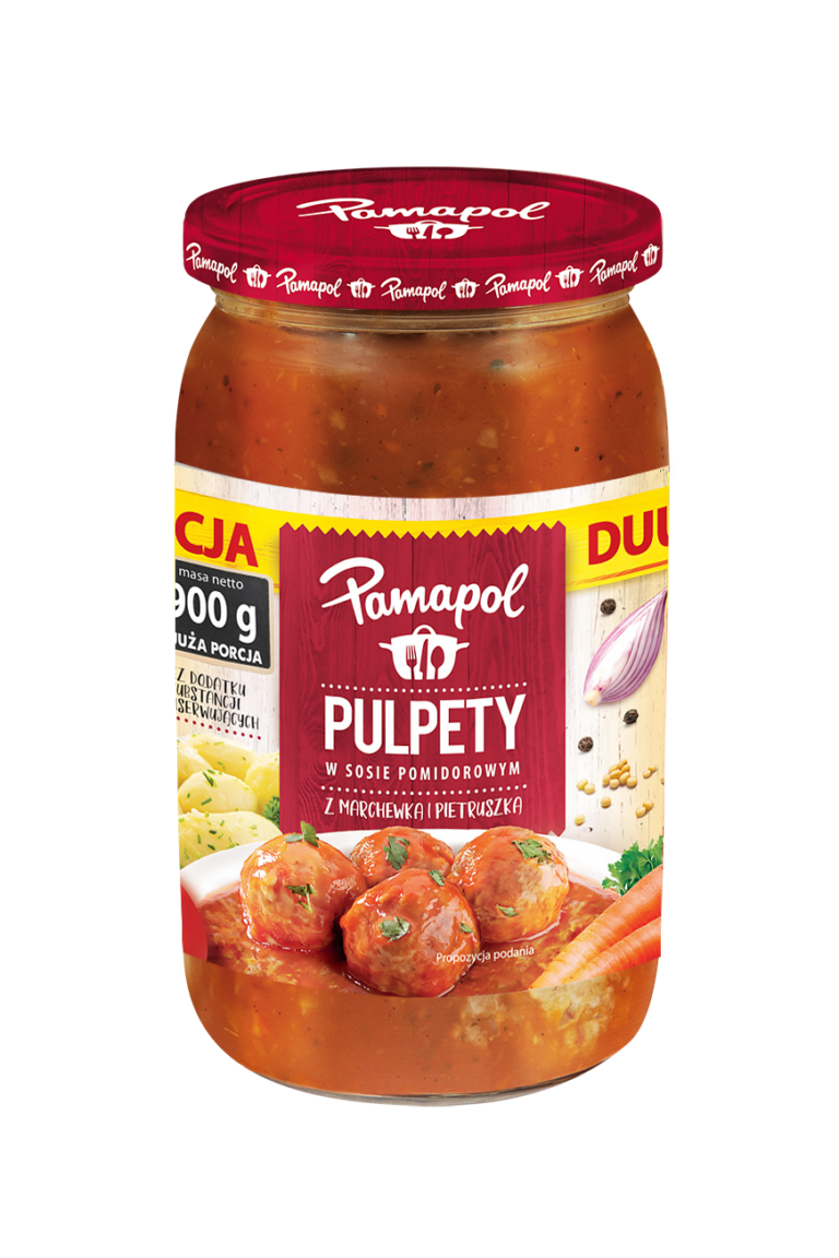 PAMAPOL 900G - PULPETY MIESNO WARZYWNE W SOSIE POMIDOROWYM