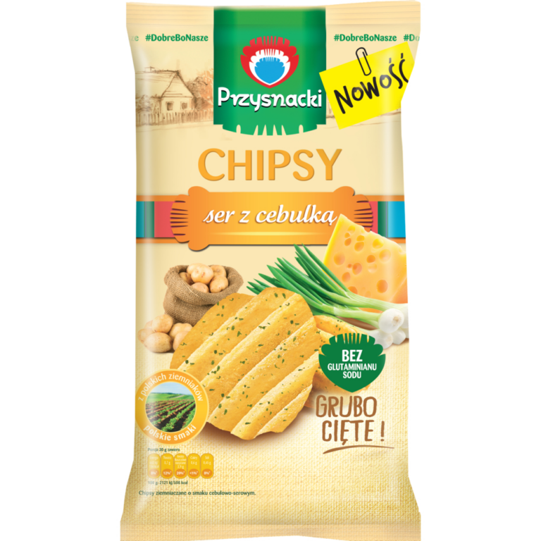 CHIPSY PRZYSNACKI GRUBO CIETE SER Z CEBULKA 135G
