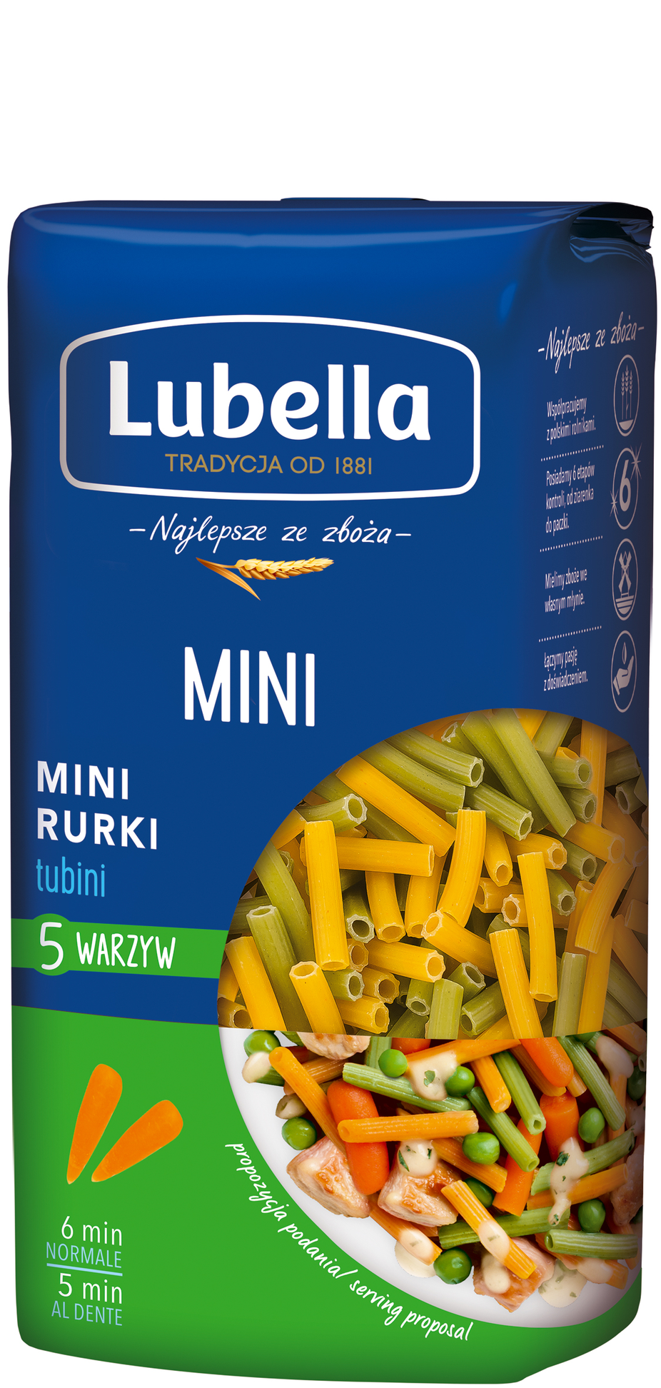 MAKARON LUBELLA MINI RURKI Z WARZYWAMI 400G