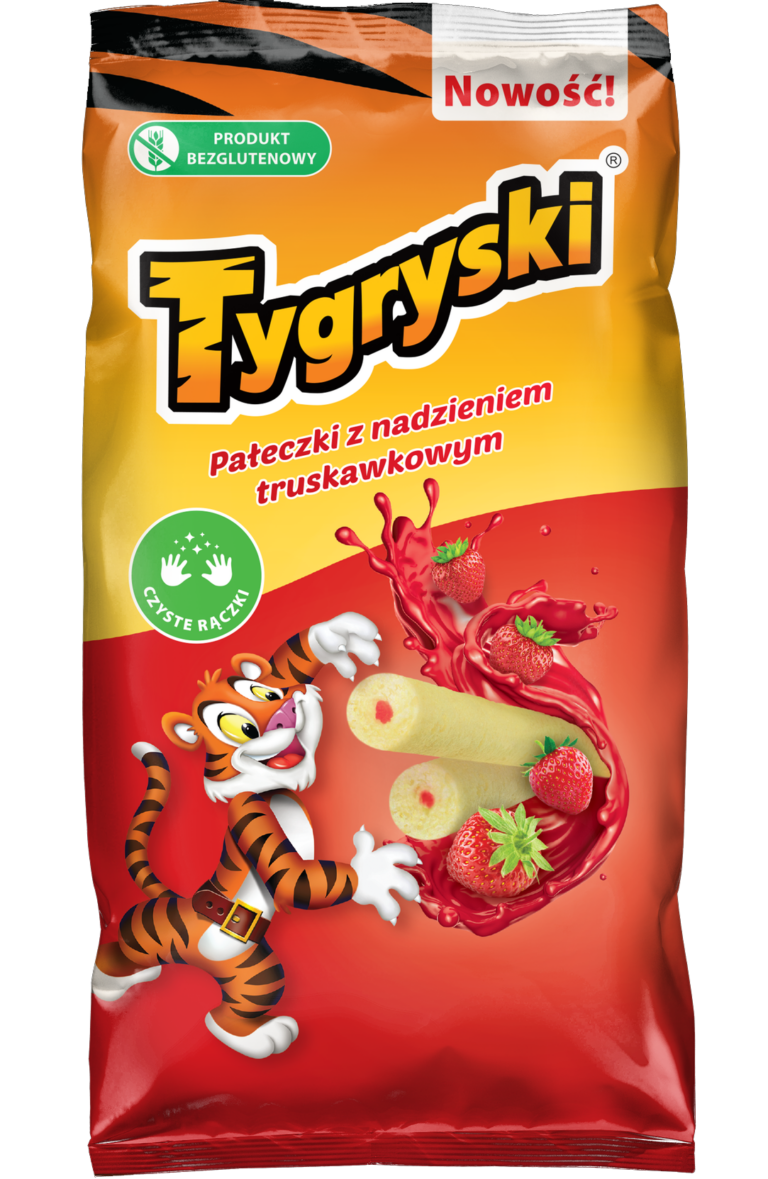 TBM TYGRYSKI PALECZKI CORN PUFFS FILLED WITH STRAWBERRY