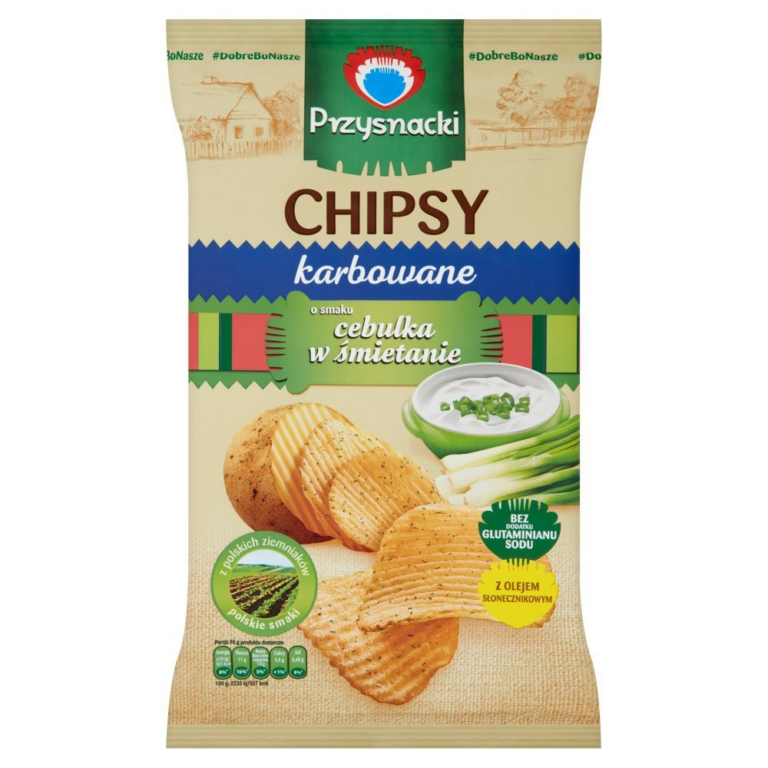 CHIPSY PRZYSNACKI KARBOWANE CEBULA W SMIETANIE 135G