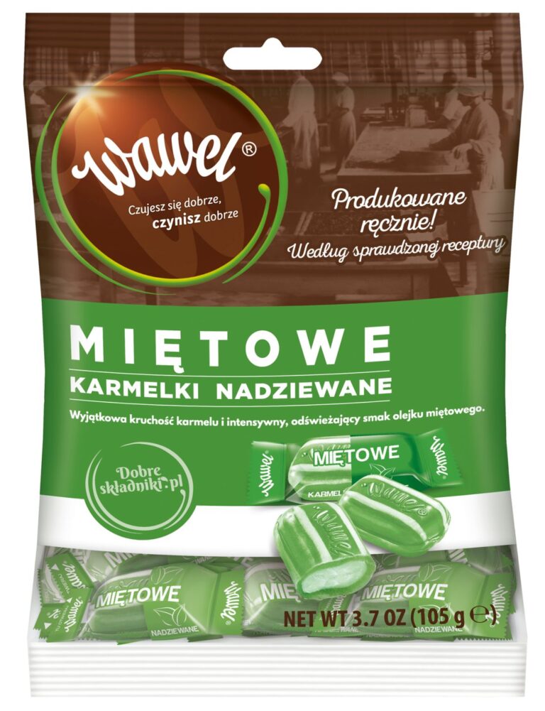 WAWEL MIETOWE CARAMELS WITH REFRESHING MINT FILLING 105G