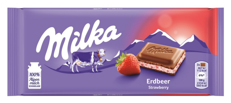 MILKA STRAWBERRY ALPINE MILK CHOCOLATE 100G