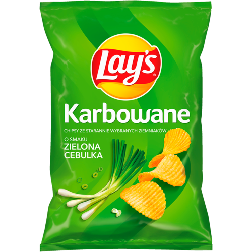 LAYS GREEN ONION FLAVOURED CRINKLE CUT POTATO CRISPS 120G