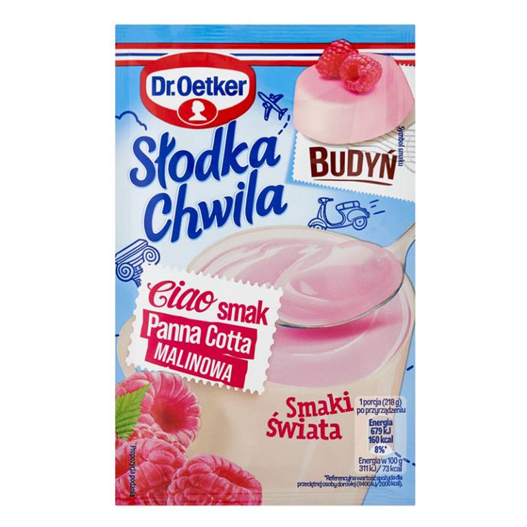 DR OETKER SLODKA CHWILA PANNA COTTA RASPBERRY PUDDING 43G