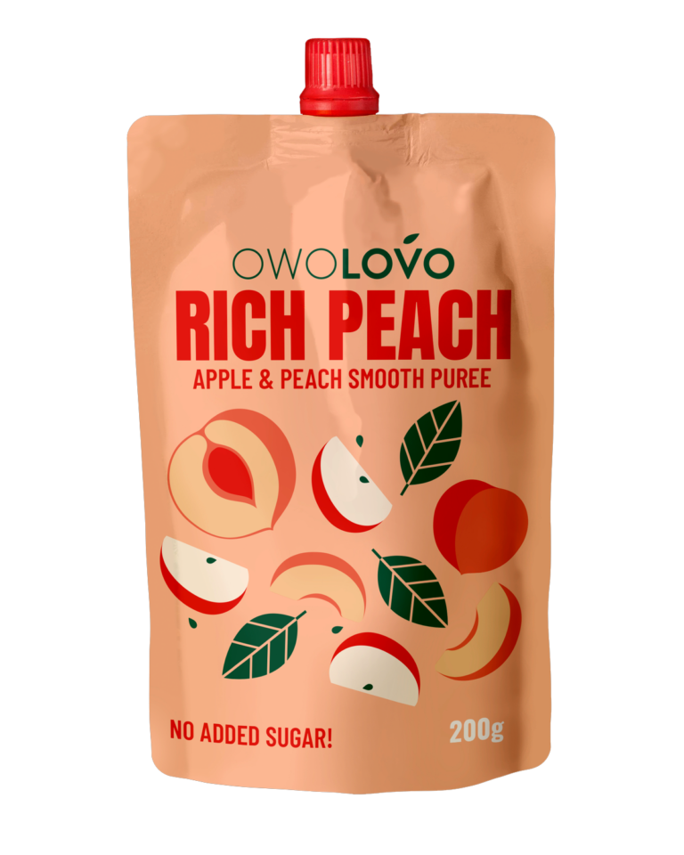 OWOLOVO RICH PEACH APPLE AND PEACH SMOOTH PUREE 200G