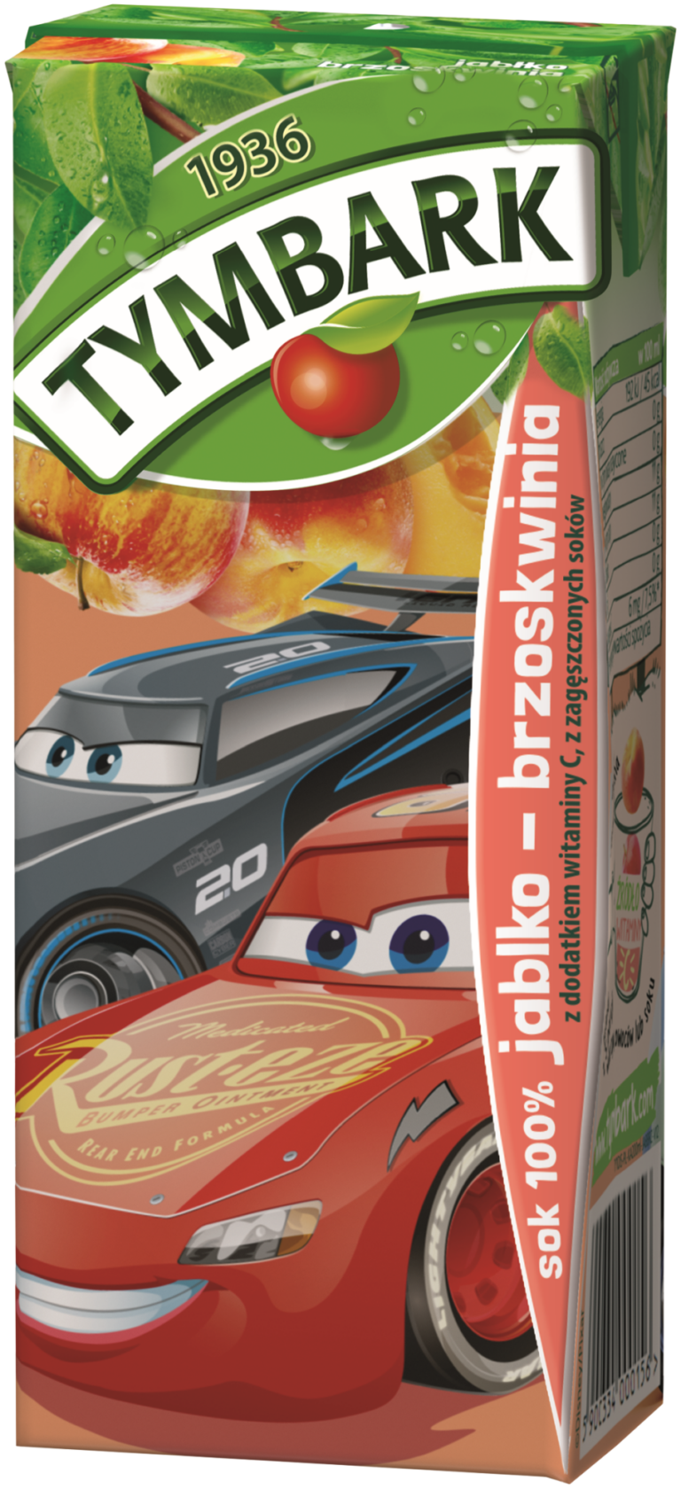 TYMBARK KARTOONKI APPLE PEACH 100% JUICE 200ML CART