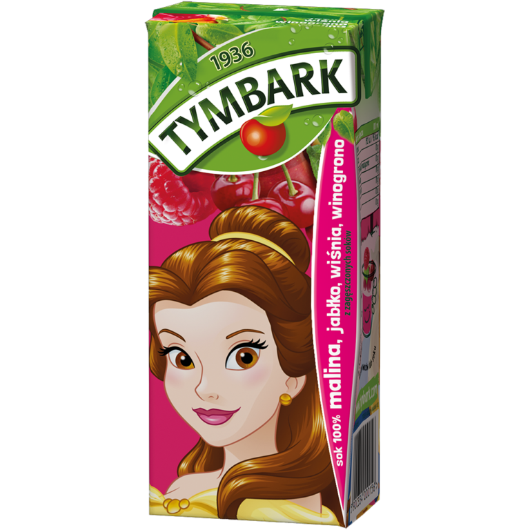 TYMBARK KARTOONKI RASPBERRY APPLE CHERRY GRAPE 100% JUICE 20
