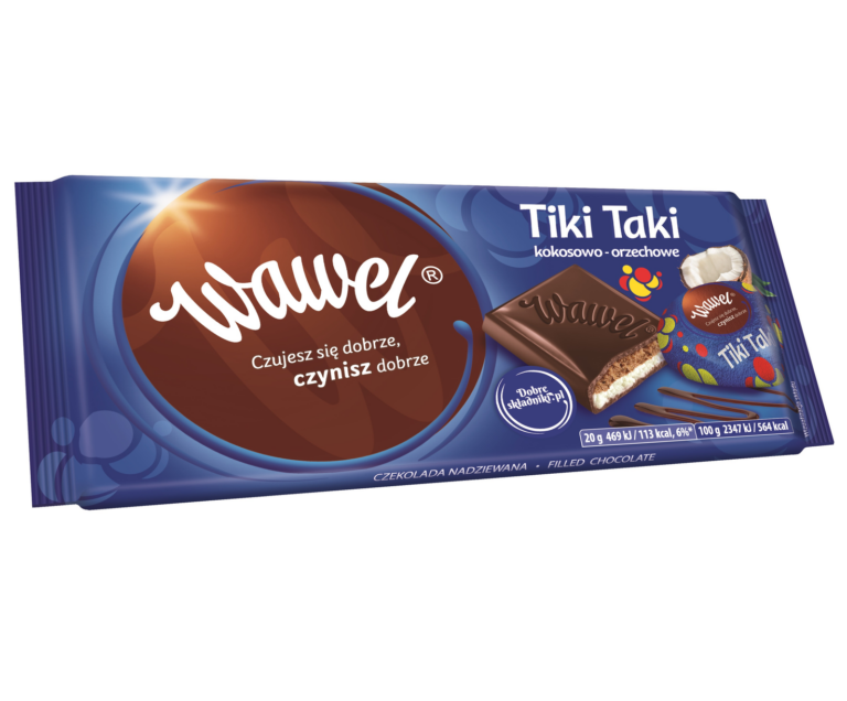 WAWEL TIKI TAKI CHOCOLATE WITH COCONUT AND NUT FILLING 100G